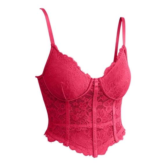 ZGRBOU Floral Lace Corset Top for Women V Neck Sheer Crop Cami Top Fasion Elastic Spaghetti Strap Party Bustier