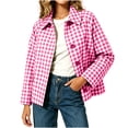thumbnail image 1 of ZGRBOU Gingham Plaid for Jacket Women Long Sleeve Button Down Cropped Coat Fashion Collared Shacket 2026 Fall Cardigan, 1 of 6