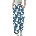 thumbnail image 1 of ZGRBOU Girls' Cute Ghost Halloween Jogger Pants Elastic High Waisted Drawstring Sweatpants Casual Wide Leg Trousers with Pockets, 1 of 4