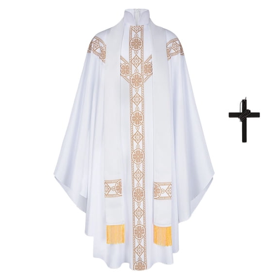 ZGRBOU Gothic Priest Chasuble Vintage Church Mass Vestment Robe Church Liturgical Vestment for Halloween Cosplay Costume