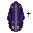 thumbnail image 1 of ZGRBOU Gothic Priest Chasuble Vintage Church Mass Vestment Robe Church Liturgical Vestment for Halloween Cosplay Costume, 1 of 5