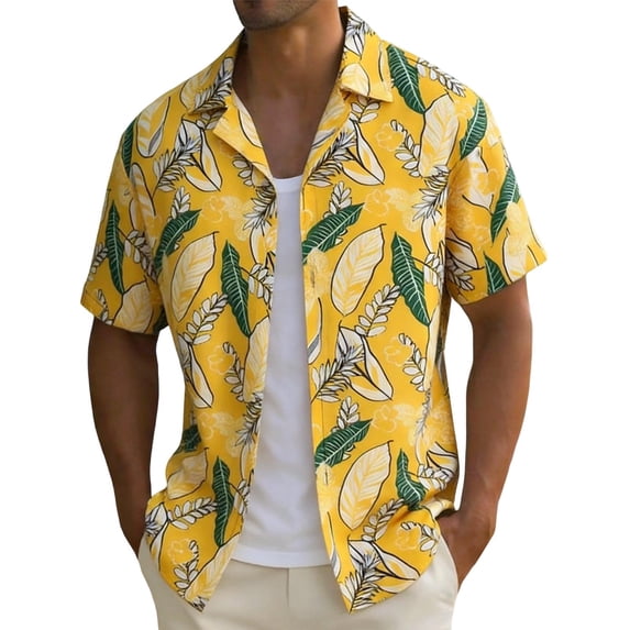 ZGRBOU Hawaiian Shirt for Men Tropical Short Sleeve Button Down Shirts Fasion Floral Casual Loose Beach Vacasion Tops