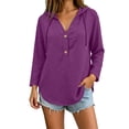 thumbnail image 1 of ZGRBOU Hoodies for Women V Neck Button Hooded Sweatshirts Roll Up Loose Cute Tops Cozy Lightweight Long Sleeve Tunic Shirts, 1 of 7