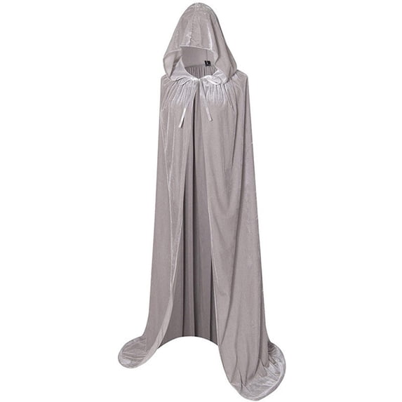 ZGRBOU Long Hooded Cloak Velour Vintage Medieval Cape Witch Cosplay Costume Halloween Costumes for Women Men