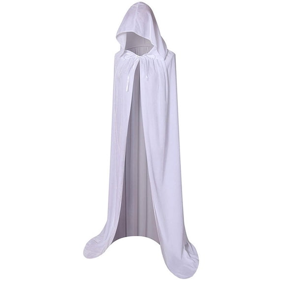 ZGRBOU Long Hooded Cloak Velour Vintage Medieval Cape Witch Cosplay Costume Halloween Costumes for Women Men
