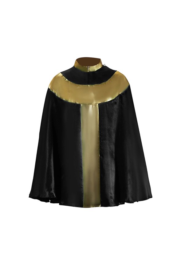 Medieval Costume Cape Vintage Gold Trim Splicing Robe Renaissance Choir Shoulder Cape for Halloween Cosplay