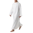 thumbnail image 1 of ZGRBOU Men Linen White Long Sleeve Liturgical Alb Robe Full Length Loose Stand Collar Tops Garment Cosplay Costume, 1 of 5