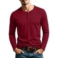 thumbnail image 1 of ZGRBOU Men's Long Sleeve Henley Shirts Fall Round Neck Button Pullover Tops Casual Soft Stretch Basic Sports T-Shirts, 1 of 7