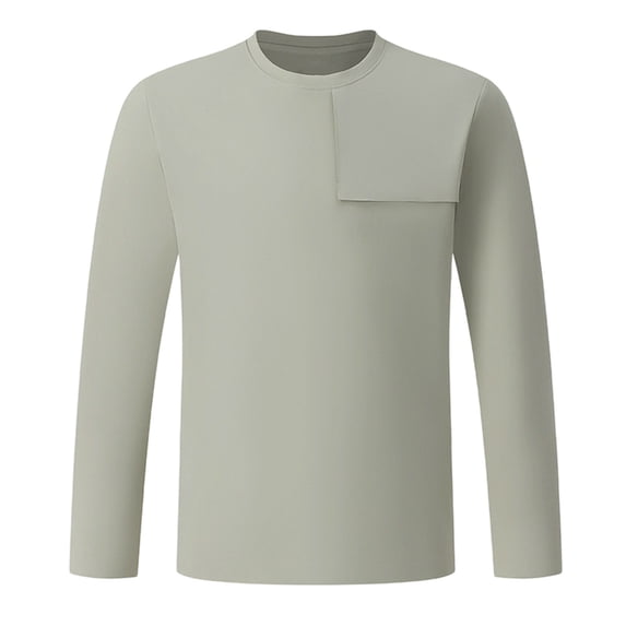 ZGRBOU Men's Long Sleeve Shirts Quick Dry Crew Neck Sport T-Shirt Casual Solid Breathable Soft Top 2026