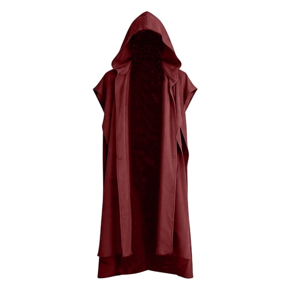 ZGRBOU Men's Medieval Hooded Surcoat Renaissance Tabard Cloak Viking Cosplay Sleeveless Vest Robe 2026 Costume