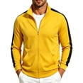 thumbnail image 1 of ZGRBOU Men's Track Jacket Side Striped Long Sleeve Jogging Sweat Casual Zip Up Stand Collar Athletic Top with Pockets, 1 of 5