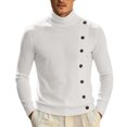 thumbnail image 1 of ZGRBOU Men's Turtleneck Ribbed Knit Sweater Asymmetric Button Long Sleeve Jumper Fashion Solid Slim Pullover Tops, 1 of 7