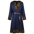 thumbnail image 1 of ZGRBOU Men's Viking Tunic Vintage Print Steampunk Warrior Robe Medieval Renaissance Pirate Costume with Belt, 1 of 7