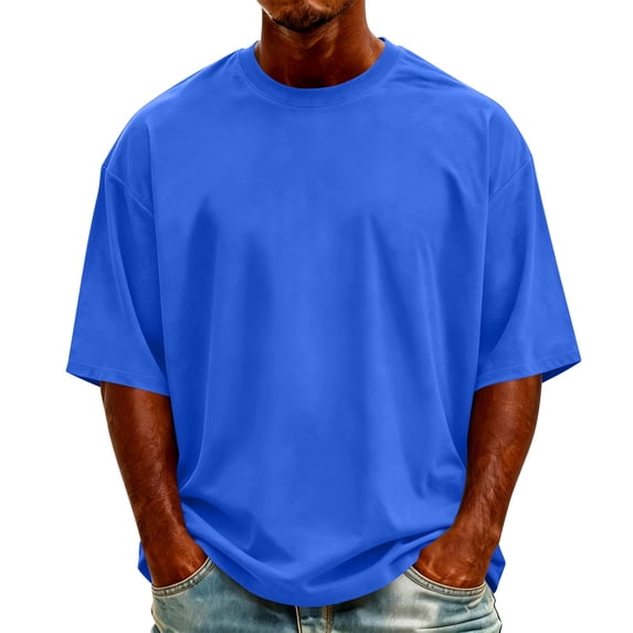ZGRBOU Mens Big and Tall T-Shirts Cotton Short Sleeve Crew Neck Tops Lightweight Moisture Wicking Pullovers Soft Basic Tee Shirts