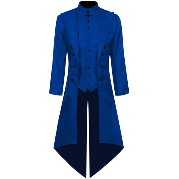 ZGRBOU Mens Black Vintage Tailcoat Jacket Fancy Cool Cosplay Costume Long Sleeve Steampunk Robe Halloween Costume