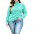 thumbnail image 1 of ZGRBOU Mock Turtleneck Tops for Women Fall Winter Basic Long Sleeve Shirts Soft Stretchy Layering Tee Plus Size, 1 of 5