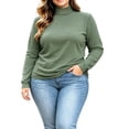 thumbnail image 1 of ZGRBOU Mock Turtleneck Tops for Women Fall Winter Basic Long Sleeve Shirts Soft Stretchy Layering Tee Plus Size, 1 of 5