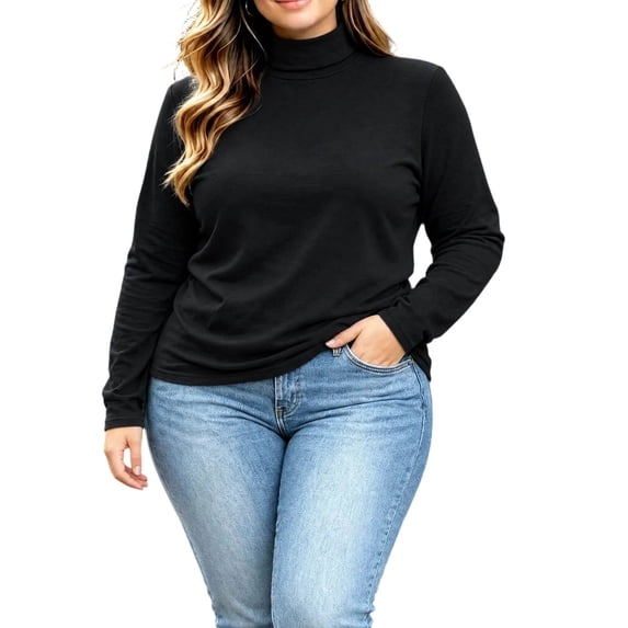 ZGRBOU Mock Turtleneck Tops for Women Fall Winter Basic Long Sleeve Shirts Soft Stretchy Layering Tee Plus Size