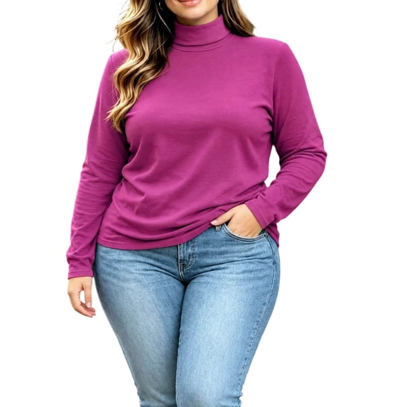 ZGRBOU Mock Turtleneck Tops for Women Fall Winter Basic Long Sleeve Shirts Soft Stretchy Layering Tee Plus Size