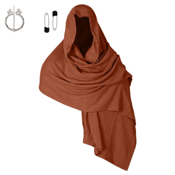 ZGRBOU Post Apocalyptic Shawl Medieval Hooded Cowl Halloween Pirate Scarf Cloak Renaissance Men Cosplay Costume Accessory