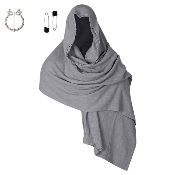 ZGRBOU Post Apocalyptic Shawl Medieval Hooded Cowl Halloween Pirate Scarf Cloak Renaissance Men Cosplay Costume Accessory