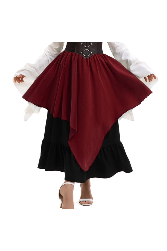 Renaissance Costume for Women Medieval Ruffle Peasant Skirt Victorian Irregular Skirt Halloween Party Costumes