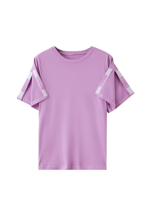 Shoulder Surgery Shirts for Women Short Sleeve Recovery Tops Post Surgery Full Tear Away Crew Neck Top