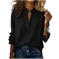 thumbnail image 1 of ZGRBOU Summer Cotton Linen Shirts for Women Trendy V Neck Long Sleeve Tops Business Casual Loose Comfy Blouses, 1 of 4