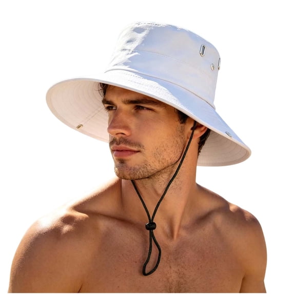 ZGRBOU Sun Hats for Men Women UV Protection Summer Wide Brim Hiking Bucket Hats Vintage Breathable Adjustable Rope Hat