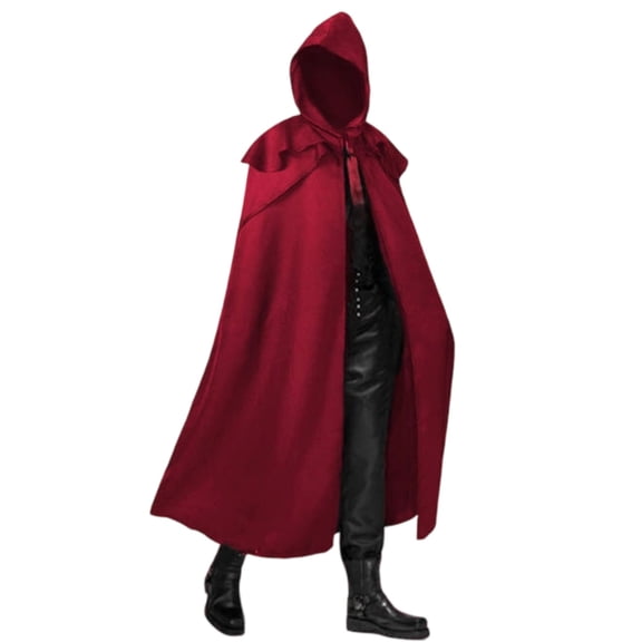 ZGRBOU Unisex Medieval Hooded Cape Cloak Renaissance Costuems Halloween Cosplay Knight Tunic Gothic Witch Party Cape
