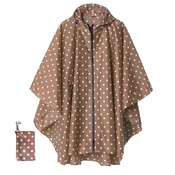 ZGRBOU Unisex Rain Poncho Fashion Polka Dot Hooded Waterproof Raincoat Lightweight Hiking Packable Rain Jacket