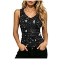 thumbnail image 1 of ZGRBOU V Neck Ribbed Knit Tank Tops for Women Funny Witch Scene Print Shirts Gothic Holiday Sleeveless Tee, 1 of 6