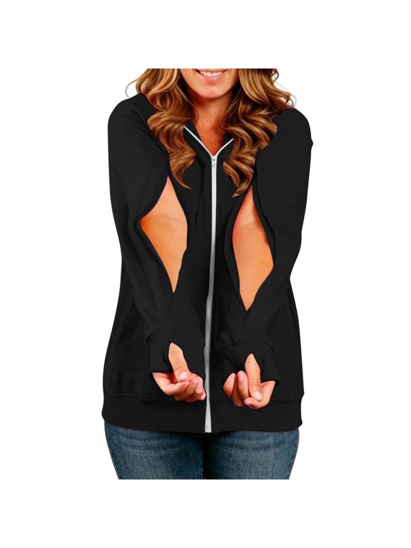 Women Dialysis Sweatshirts with Arm Zipper Full Zip Long Sleeve Jackets Surgery Infusion Lightweight Hoodies