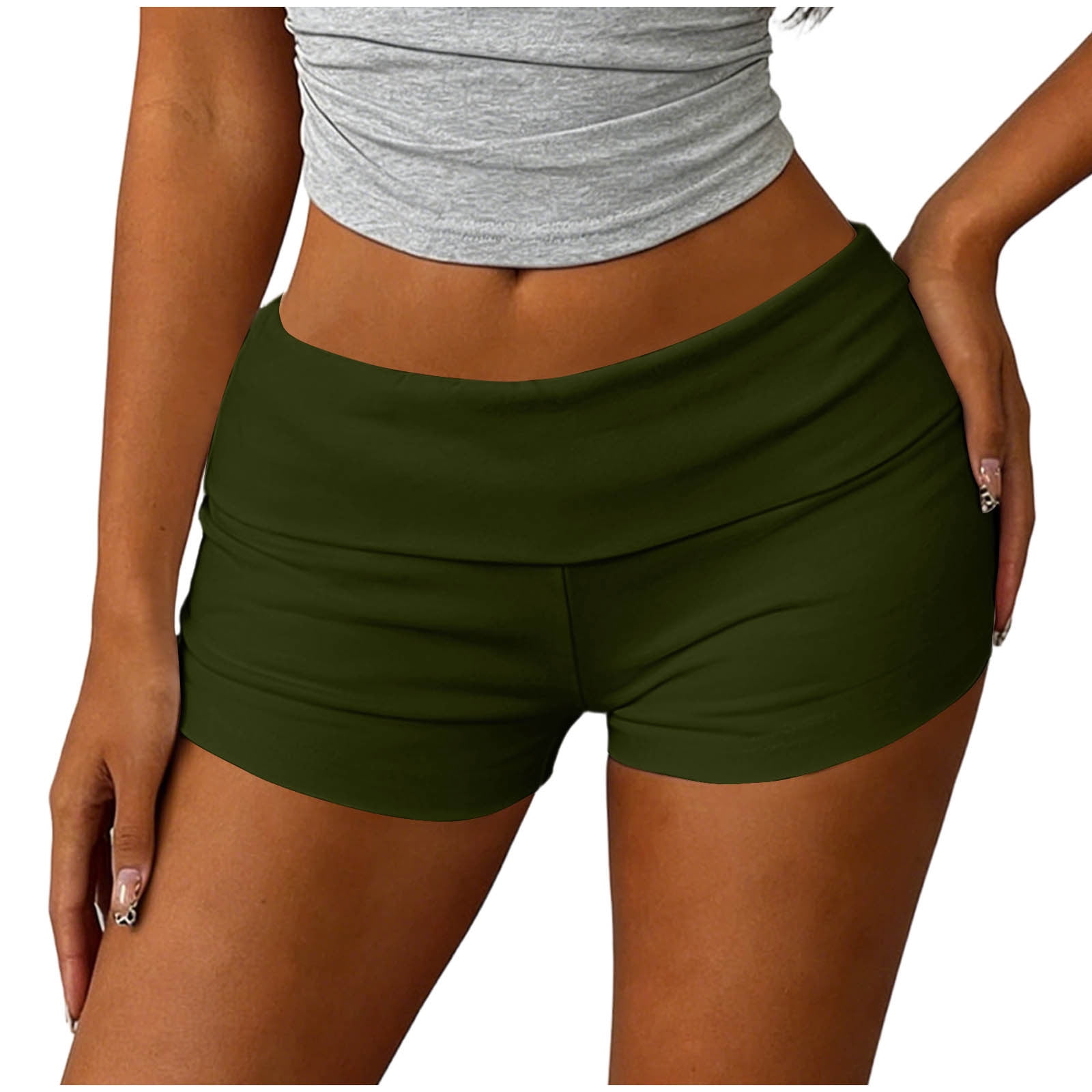 90's xuly bet ショートスリーヴ　カットソー y2k ZGRBOU-Women-Fold-Over-Shorts-