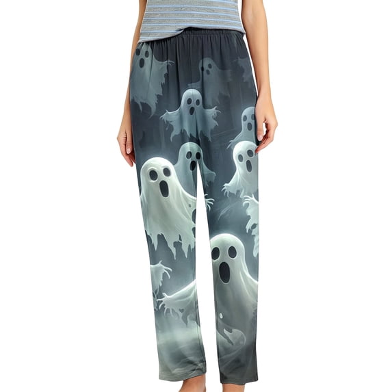 ZGRBOU Women Funny Print Pajama Pants Elastic Waist Straight Leg Lounge Pants Trendy Basic Loose Leggings