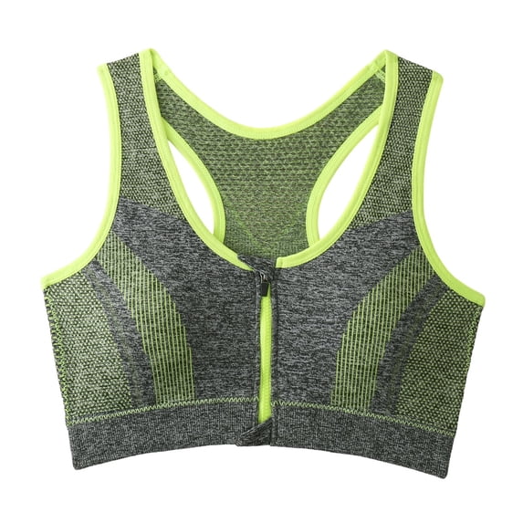 ZGRBOU Women's Zipper Front Sports Bras Racerback Wireless Yoga Bra Breathable Support Padded Active Bra