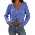 thumbnail image 1 of ZGRBOU Womens Boho Off Shoulder Sheer Tops Long Sleeve Crochet V Neck Pullover Shirts Drawstring Hem Swimsuit Cover Up, 1 of 6