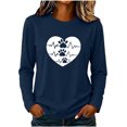 thumbnail image 1 of ZGRBOU Womens Dog Paw Love Print Cotton Sweatshirts Long Sleeve Crewneck Casual T-Shirts Puppy Lover Pullover Tee, 1 of 6
