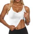 thumbnail image 1 of ZGRBOU Womens Racerback Ribbed Tank Tops Built in Bra V Neck Workout Tops Summer Sleeveless Stretch Crop Camisole, 1 of 7