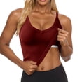 thumbnail image 1 of ZGRBOU Womens Racerback Ribbed Tank Tops Built in Bra V Neck Workout Tops Summer Sleeveless Stretch Crop Camisole, 1 of 7