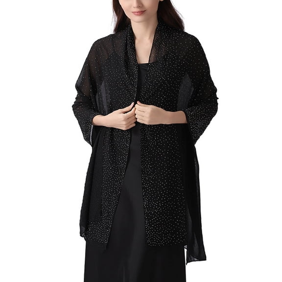 ZGRBOU Womens Rhinestone Shawls and Wraps for Evening Dresses Sparkly Sheer Chiffon Shawl Elegant Weddings Formal Wrap