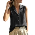 thumbnail image 1 of ZGRBOU Womens Sleeveless Button Down Shirts Summer Cotton Linen V Neck Blouses Solid Color Casual Work Tank Tops, 1 of 7