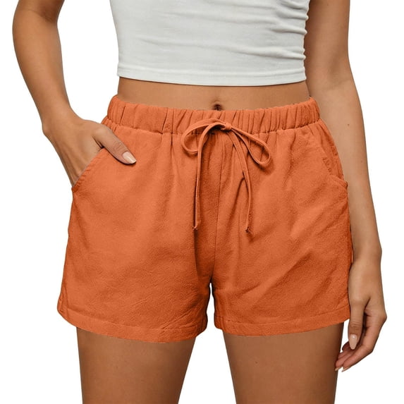ZGRBOU Womens Sweat Shorts High Waisted Drawstring Cotton Linen Shorts Casual Summer Comfy Lounge Shorts with Pockets