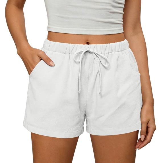 ZGRBOU Womens Sweat Shorts High Waisted Drawstring Cotton Linen Shorts Casual Summer Comfy Lounge Shorts with Pockets