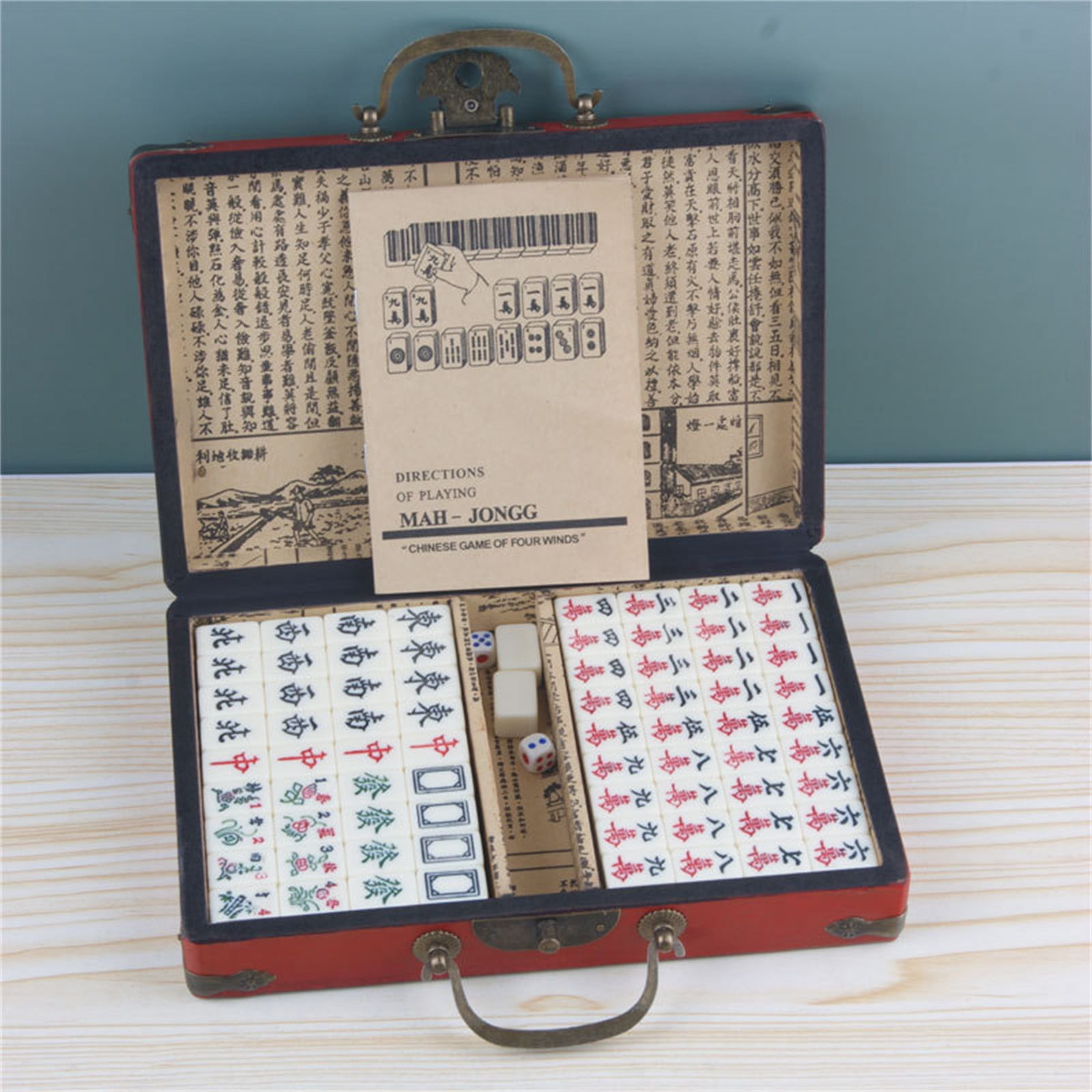 麻雀 yaojiejinjing ZenStyle Mahjong Tile Set, 166 Durable Tiles, Racks, Pushers