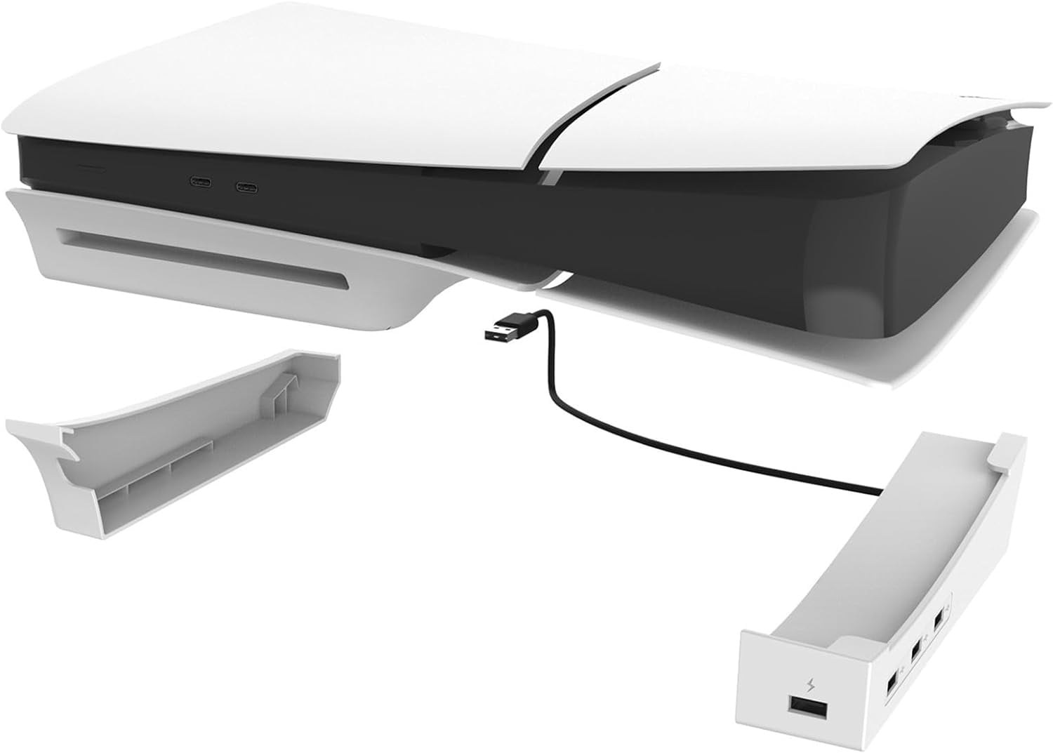 ZHAAGRJ Horizontal Stand with 4 USB HUB Extension Charger Port Console ...