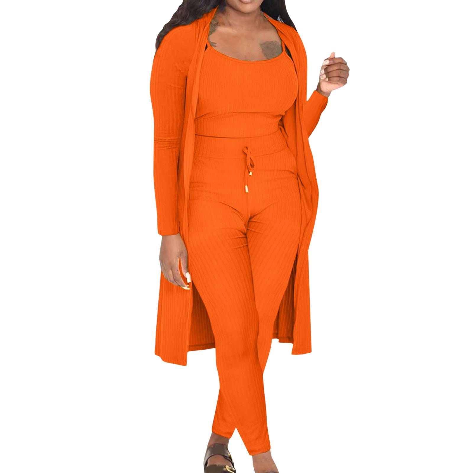 ZHAGHMIN Womens 2 Piece Summer Pants Outfits Fall Winter Women Stretchy Wear  2023 Solid Color 3 Piece Pants Set Ladies Ribbed Casual Three Pcs Outfits  Women Work Suit Set Curvy Womens Pants