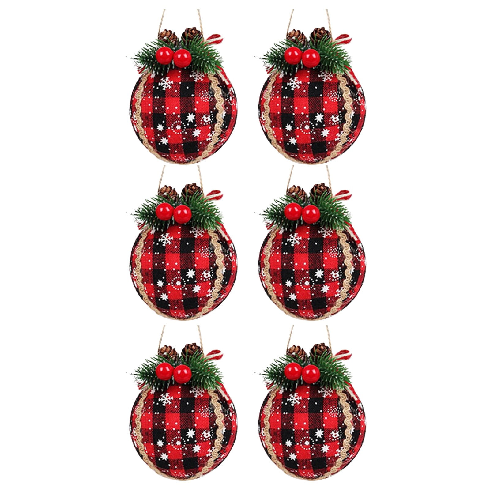 ZHAGHMIN 6 Pcs Rustic Christmas Tree Ornaments Black & Red Buffalo