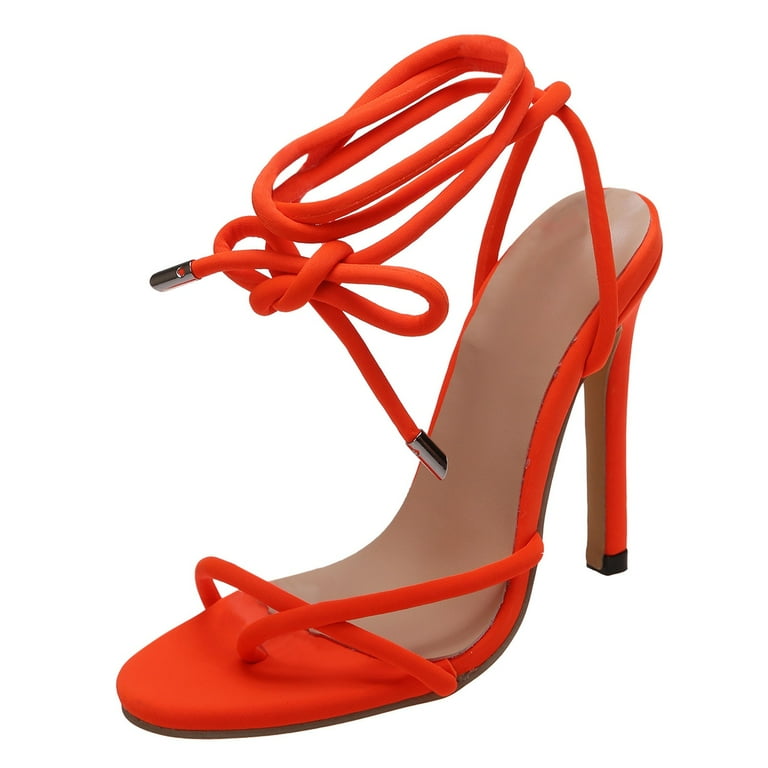 ZHAGHMIN 70S Shoes For Women Fashion Women Summer Flock Straps Comfortable Thin High Heels Shoes Toe Breathable Sandals Memory Foam Sandals For Women
