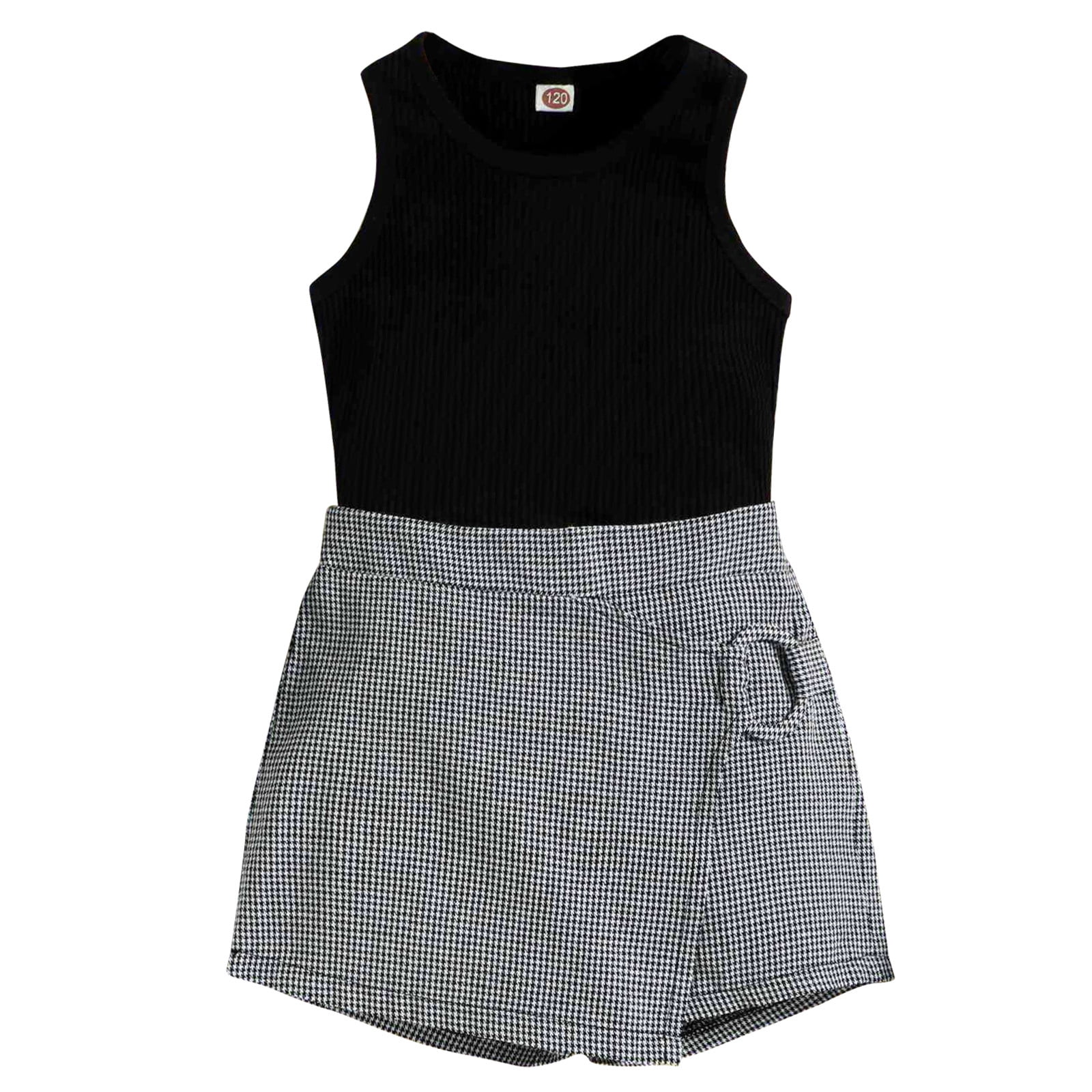 Zanjkr Kawaii Clothes, Kids Toddler Girls Sleeveless Vest Ribbed Tops Solid  Shorts Pants 2PCS Set, Girls' School Uniforms (Black, 4-5 Years)